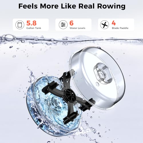 YOSUDA Water Rowing Machines for Home Use-Foldable Wooden Rower Machine 400LBS Weight Capacity with Dedicated Monitor & Bluetooth APP, Comfortable Seat (CLASSIC-22L Tank) — view 2