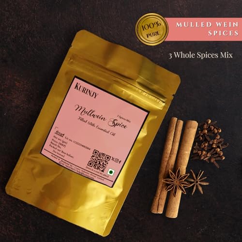 Image of Kurinjy Winter Special Whole Spices Mix | Mulled-wein Spices - Cinnamon Star-Anise & Clove | 100% Pure Spices | Hygienically Packed Resealable Pouch | Curated for Christmas Hot Beverages - 50g