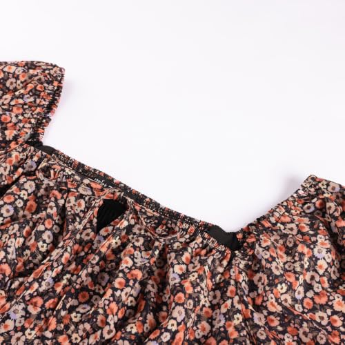 Image of Scarlet Darkness Women's Floral Corset Dress with Split 2026 Summer Spring Square Neck Midi Milkmaid Dresses