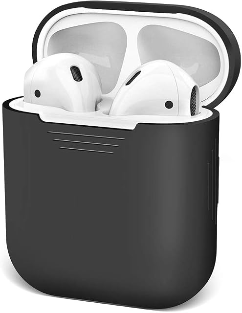 AirPods Case Airpod Case Cover Skins, iKNOWTECH for Apple AirPods Silicone Waterproof Case Shock Proof Protecitive Cover,Resistant Cover Case for Apple AirPods,iPhone X/XS/XR/X MAX7/7P/8/8P (Black)