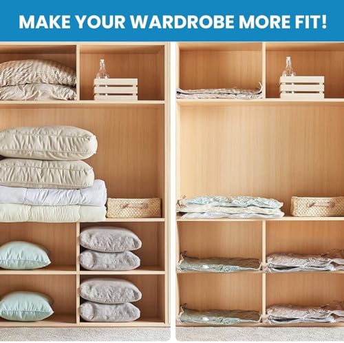 Image of Vacuum Storage Bags for Clothes and Bedding with Airtight Reusable Compression Design for Blankets, Sarees, Sweaters, Comforters, Mattress, Wardrobe, Travel, and Space Saving Storage