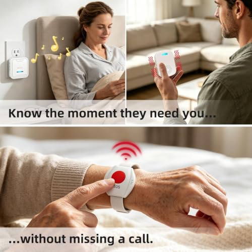 Image of CallToU Caregiver Pager Wireless Call Button for Elderly /Senior,2026 New Version Pager with Vibration & Rechargeable,Nurse Alert System for Home Care Seniors