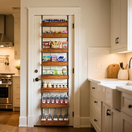 GUUKAR Over the Door Pantry Organizer, 8-Tier Metal Hanging Spice Rack with Adjustable Basket for Kitchen Storage - image 2