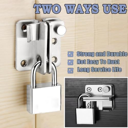 Litensh Stainless Steel Flip Gate Latch Door Bolt Latch Lock with Padlock Hasp for Shed Cabinet Barn Pet Cage Left Open Silver Size L - Image 3