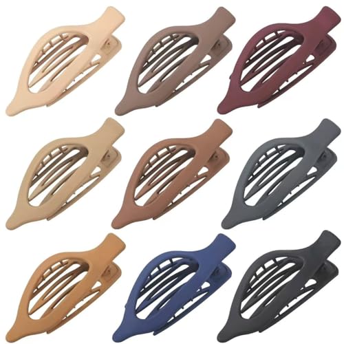 9 Pack Flat Hair Clips for Women, Matte Claw Clips for Thick & Thin Hair (Multicolor)