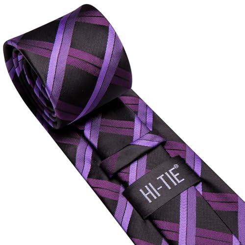 Image of Hi-Tie Mens 70inches Tie Set Extra Long Necktie for Men Cufflinks Handkerchief Big Tall Men Business Wedding