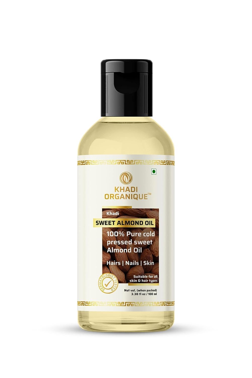 Khadi Organique 100% Pure Cold Pressed Sweet Almond Oil for Hair, Skin & Nails | Rich in Vitamins A & E | Deeply Moisturizes, Repairs & Strengthens | Ideal for Massage & Daily Nourishment – 100ml-image-26