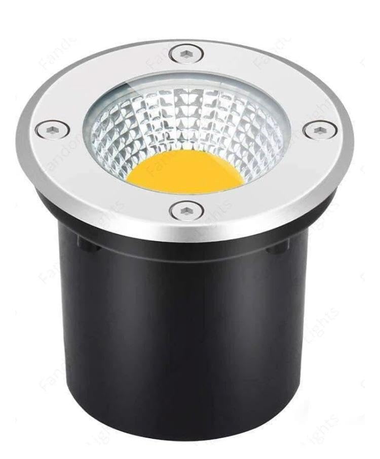 Image of AHUJA INTERNATIONAL Ground Burial Outdoor Path Light Stainless Steal Plate Aluminum Body 220V Direct IP65 Underground Light Buried Recessed Floor Outdoor Lamp (Warm White) 2 Year Warranty (9 Watt)