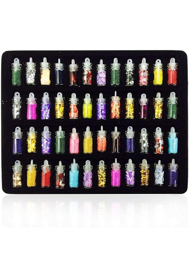 3D Nail Glitter |Set of 48| Decoration (Multicolor) - Set of 48 Bottles