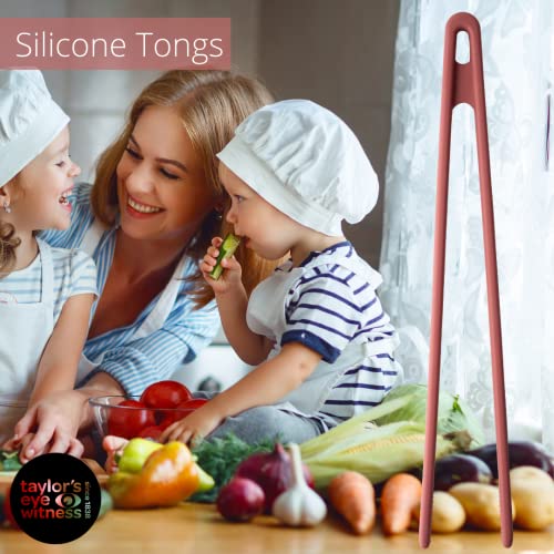 Taylors Eye Witness Large Baked Clay Silicone Gripping Tongs - Dishwasher Safe, Non-Scratch Grip Heads, Heat Resistant (260°C/500°F) - Image 2
