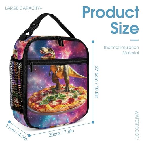 Dinosaur Standing on Pizza G-alaxy 3 PCS Backpack Set Casual Daypack with Insulated Lunch Bag & Pencil Case4