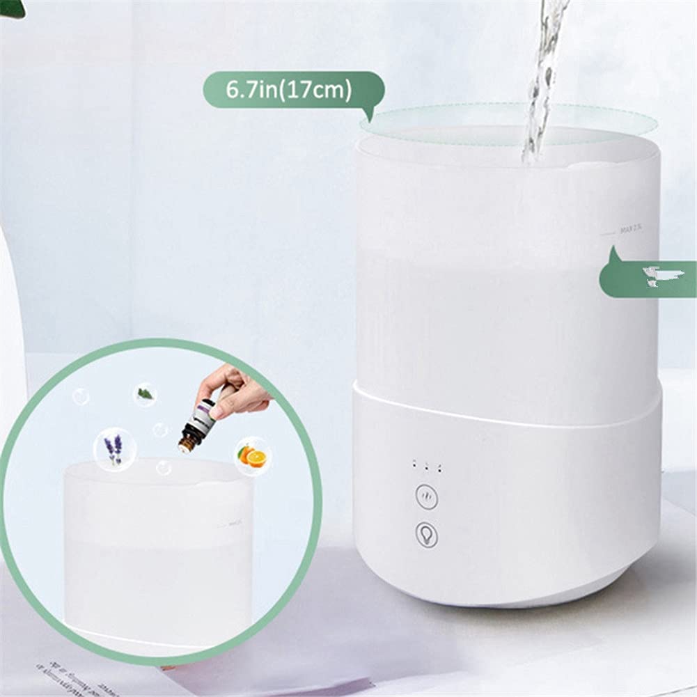 Nawilżacz do sypialni 2,5 l, 7-kolorowa lampka nocna nawilżacz zimnej mgły, nawilżacz powietrza dla niemowląt, 24 dB, odpowiedni dla dzieci z trybem snu, automatyczne wyłączanie amerykańska wtyczka, biała (biała)