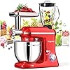 Vospeed 5 IN 1 Stand Mixer, 850W Tilt-Head Multifunctional Electric Mixer with 7.5 QT Stainless Steel Bowl, 1.5L Glass Jar, Meat Grinder, Hook, Whisk, Beater Dishwasher Safe - Red Vospeed 5 IN 1 Stand Mixer, 850W Tilt-Head Multifunctional Electric Mixer with 7.5 QT Stainless Steel Bowl, 1.5L Glass Jar, Meat Grinder, Hook, Whisk, Beater Dishwasher Safe - Red