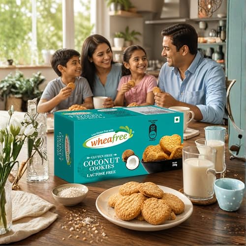 Image of Wheafree Gluten Free Coconut Cookies | 200g | Tasty Crunchy and Coconut Flavoured Cookies | Best Tea Time Snacks | Egg Free
