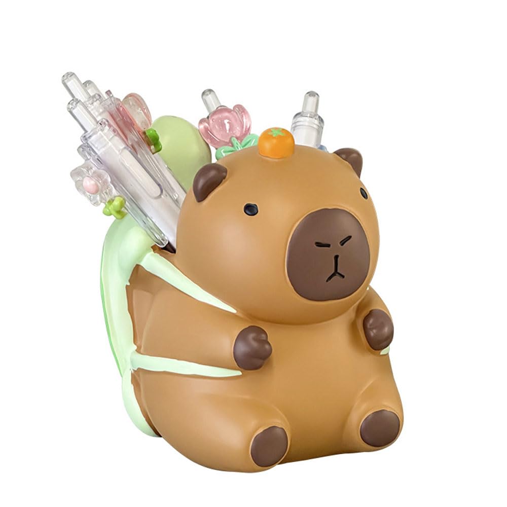 Hosoncovy Cartoon Capybara Makeup Brush Organizer Pot Makeup Brush Holder Pen Pot Pencil Holder Organizer