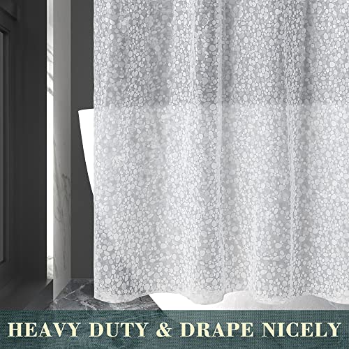 Abluen No Hook Shower Curtain Or Liner - 8G Heavy Duty Cobblestone Bathroom Shower Curtain No Hooks Required, Waterproof Plastic & Pvc Free, Standard Size 71 X 74, Pebble #TOP4