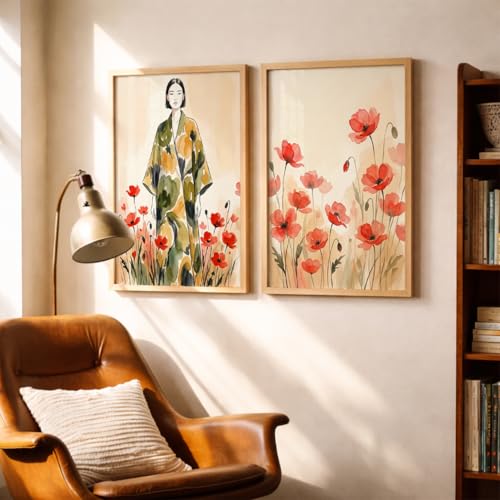 Image of TheMakerly Modern Art Wall Painting Set of 2 for Living Room | Premium HD Printed Wall Frames for Bedroom, Office & Home Decor | Minimalist Contemporary Wall Art (Ready to Hang) (M.8, 10x13 inches)