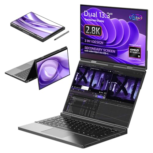 Image of GPD Duo Dual-Screen Laptop: 13.3 inch OLED Displays, AMD Ryzen AI 9 HX 370, 32GB RAM, 4TB SSD, Stylus Support, 10-Point Touch, 4096 Pressure Levels, Dual 360 Hinge, AI PC