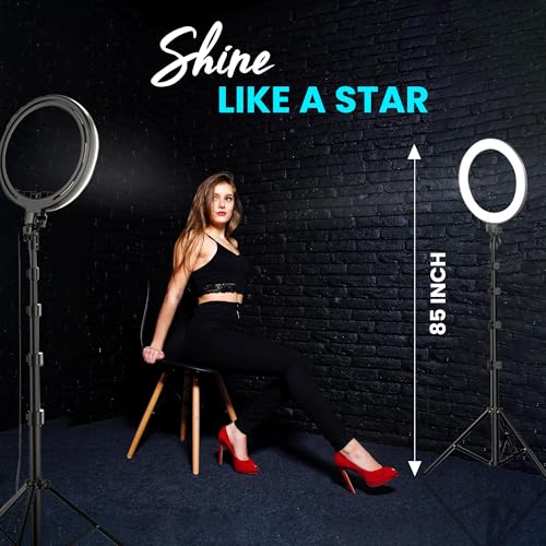 Image of Kratos K20, 10 inches Ring Light with Stand, 85 Inch Foldable Tripod, 3 Colour Switch Mode Ring Light with USB for Studio, YouTube, Video Shoot Live Stream Makeup Compatible with iPhone, Smartphone