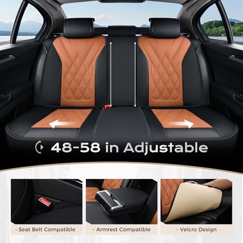 Image of Coverado Car Seat Covers Full Set, Seat Covers for Cars, Front Seat Covers and Back Seat Cover Waterproof Leather Automotive Seat Cover, Universal Car Interior Protectors Cushion for Most Cars
