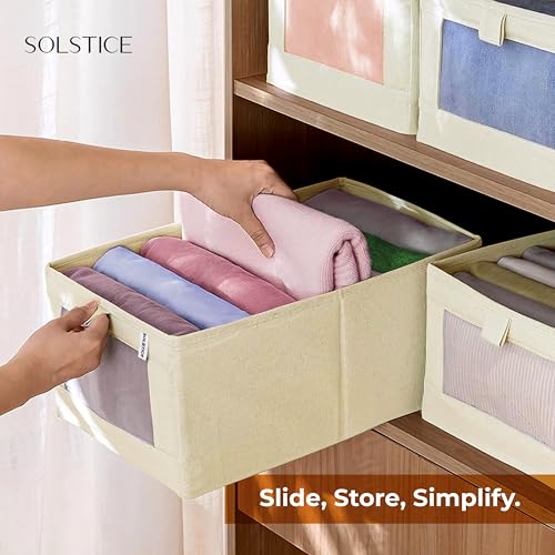 Image of SOLSTICE Premium Wardrobe Organizer Box | Pack of 2 - Foldable Closet Storage for Clothes & Accessories (40x27x17 cm) (Cotton)