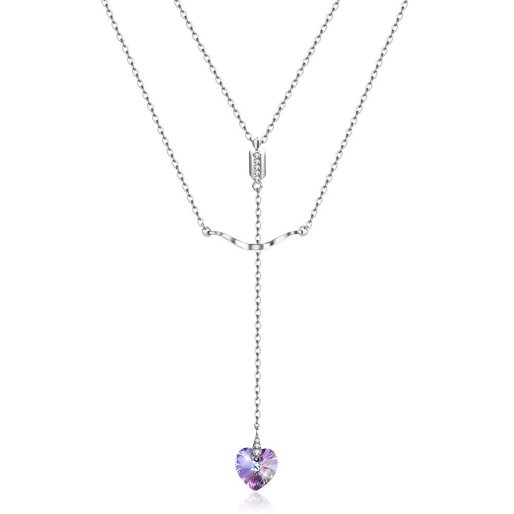 Kryształowy naszyjnik Sterling Silver 925 w kształcie serca ułożony naszyjnik damski