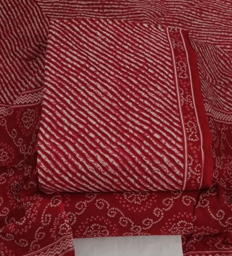 Image of DRAVINAM Trends Women's Premium Cambric Cotton Jaipuri Printed Unstitched Salwar Suit Dress Material with Mulmul Cotton Dupatta