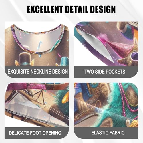 Purple Mardi Cats Cute Pajama Set Short Sleeve Pajamas Shorts Sets Cotton Soft Loungewear Sleepwear 5Y4