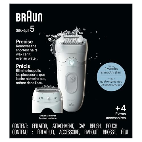 Braun Silk-épil 5 Epilator, Hair Removal Device, Women Shaver & Trimmer, Wet and Dry, Includes Shaver Head and Trimmer Comb, SE5-041, Grey - image 9