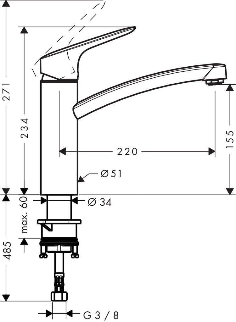 hansgrohe Bateria kuchenna Logis (kran kuchenny 360°, wysoka wylewka 160 mm, standardowe przyłącza), chrom