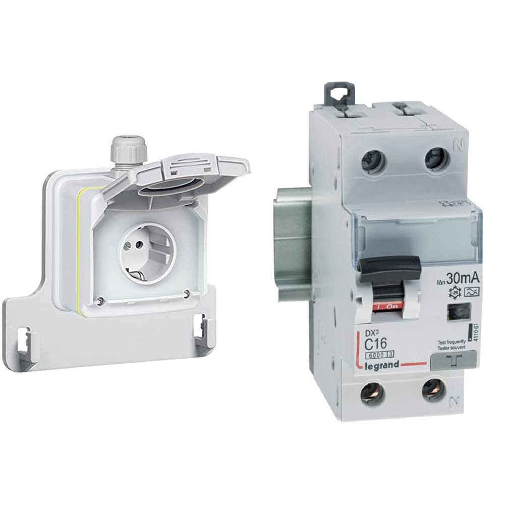 Legrand Steckdose für Elektroautos, Green' Up, Mode 1&2-kompatibel, 1 phasig, 16A, 3,7kW, Ladesystem für Elektroautos & 411061 DX3 FILS C16A 1P+N 6KA 30MA A