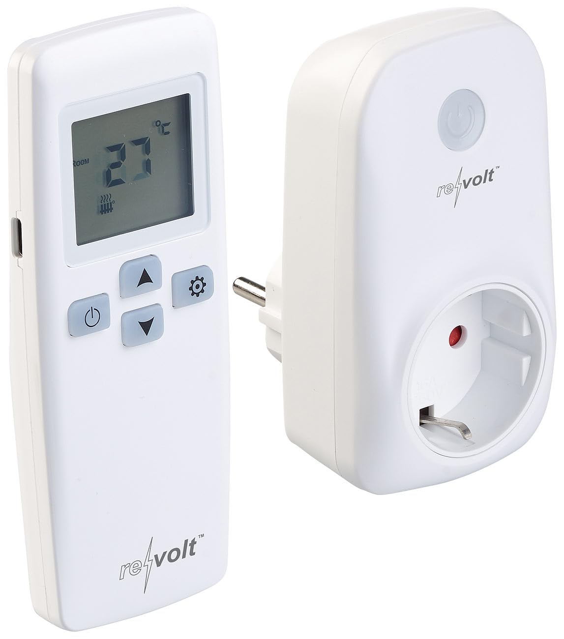 revolt Funkthermostat: WLAN-Steckdosen-Thermostat mit Sensor-Fernbedienung, App, Sprachbefehl (Funk-Thermostat Steckdose, 230V, Infrarotheizung)