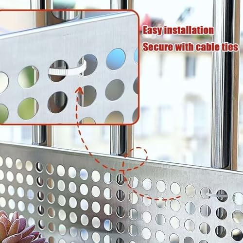 Edelstahl Perforiert Balkon Blech Geländer & Blumen Stützzaun Gitter für Fensterbank Langlebig Outdoor Sichtschutz Wetterbeständig Gartenzaun