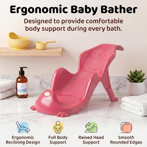 Image of StarAndDaisy AquaNest Baby Bath Tub for Newborn to 5 Years with Ergonomic Baby Bather Seat, 360 Wheels, Bathing Tray & Mug, BPA-Free Kids Bathtub with Drain Plug & Rolling Base