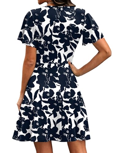 Image of RUMIA Women Casual Dresses Wrap V Neck Dress A-Line Summer Sundress Fashion