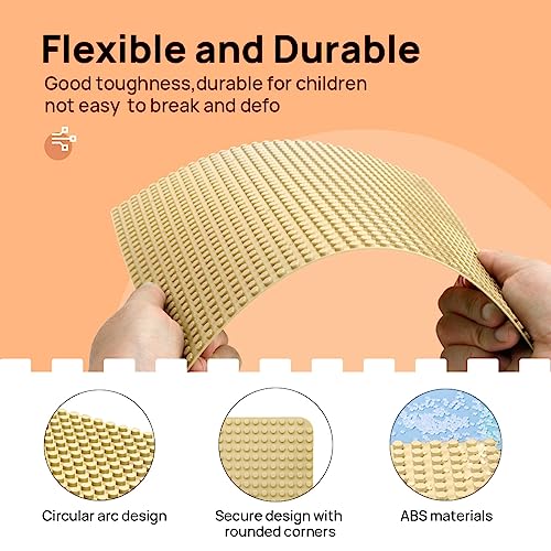 Image of Lekebaby 4 Pack Classic Baseplates 10 inch x 10 inch, Building Base Plates for Building Bricks, 100% Compatible with Major Brands and Activity Table-Baseplate, Sturdy & Safe, Age 3 and up Kids, Sand