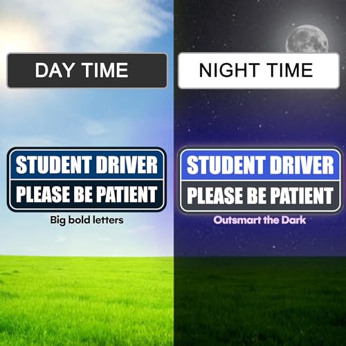 Image of 3 Pcs Student Driver Car Magnet, Please Be Patient Student Driver Magnet | Teen Driver for Car Removable Novice Rookie Safety Atntteion Sign - Weather-Resistant Blue /Black