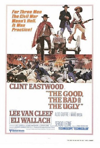 Poster The Good The Bad and the Ugly Sergio Leone pour salon rétro