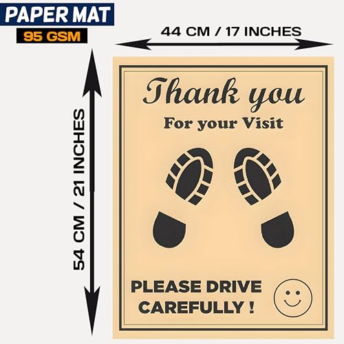 Image of HR Disposable Paper Foot Mat, (Pack of 20 Sheets) Large Size, Universal Size for All Car,Bus,Van,Truck,Crew Cab,Trailer,SUV,Scooter,Car Paper Interior Automotive Mats Brown 17 x 21 cm