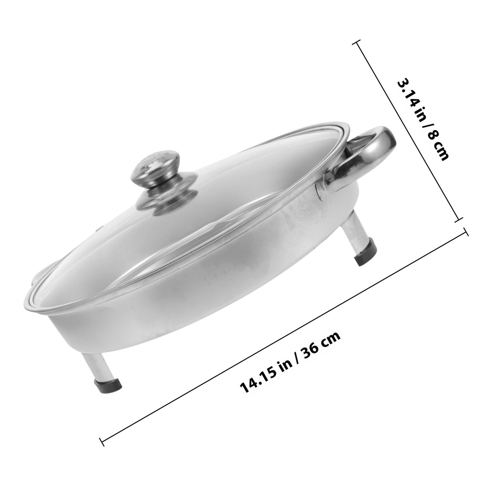 Plato de acero inoxidable de 30 cm con tapa y patas antideslizantes, bandeja plana de alta calidad para catering, eventos al aire libre, fiestas y bufés