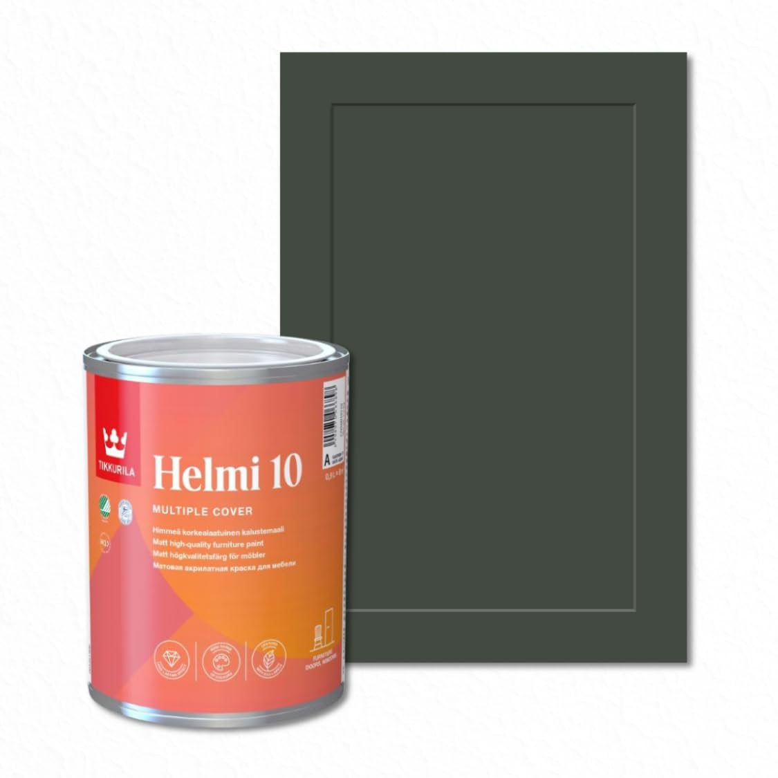 TIKKURILA Helmi 10 Matt Paint for Kitchen Cupboards, Furniture & MDF | Durable Interior Wood Finish - 0.25L Ficus N378