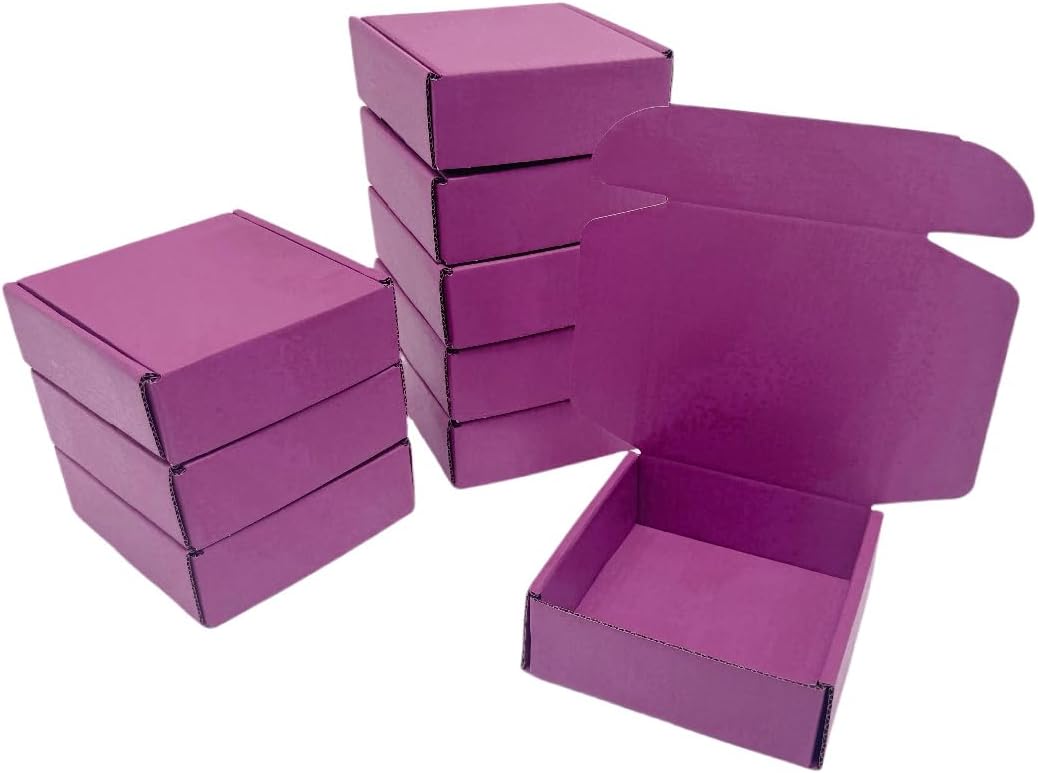 50 Pcs 6 x 6 x 2 inches Corrugated Cardboard Gift Boxes Recyclable Shipping Boxes for Mailing & Holidays, Wedding, Birthday, Gifts Packaging (Orange Red)