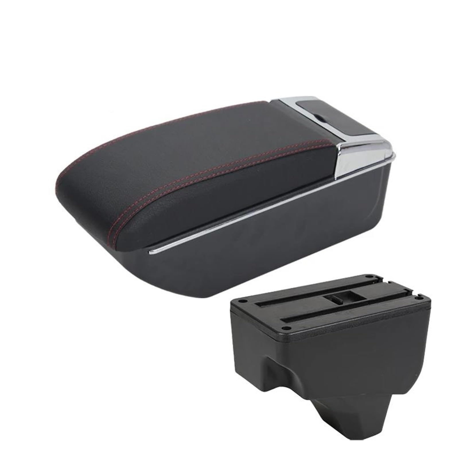Accoudoir Voiture Avec Porte-gobelet Boîte Rangement Pour Console Centrale Pour Peugeot 208 2019-2026 Pièces Automobiles(Red line)