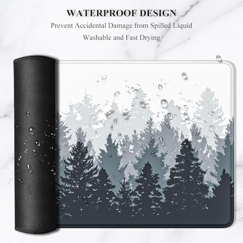 Image of Auhoahsil Large Mouse Pad, XXL Gaming Mousepad, Desk Mat for Desktop, Thick Rubber, Big & Long Size, Stitched Edges, Full Desk Pad for Laptop & Computer, Extended 31.5 x 11.8 in, Ink Misty Forest