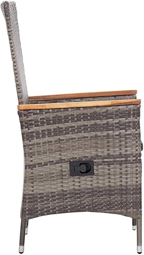 Miniatura 6 de Patio Chairs 2 pcs with Cushions Poly Rattan Gray Outdoor Patio Dining Lawn Outdoor Dining Chairs Sillas para Comedor for Terrace Courtyard Picnic