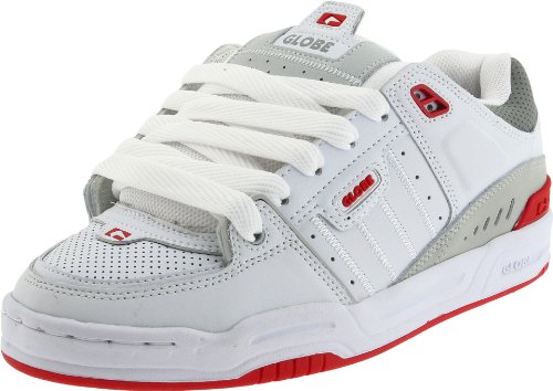 Image of Globe Mens Fusion Skate Shoes, White /Grey /Red, 9.5 D (M) US