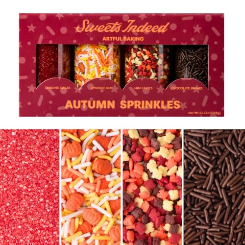 Sweets Indeed Fall Sprinkles 4 Pack, Pumpkin & Leaf Shapes, 11.57 ounces