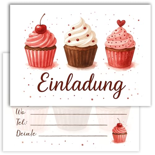 E&G Klasse 10x Einladungskarten Cupcake Muffin Party Postkarten A6 zum Ausfüllen Karten für Kindergeburtstag Mädchen Motto-Party E&G Klasse 10x Einladungskarten Cupcake Muffin Party Postkarten A6 zum Ausfüllen Karten für Kindergeburtstag Mädchen Motto-Party