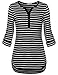 Tunics for Women,Messic Women's 3/4 Roll Up Sleeve High Low Hem Mid-Long Style Casual Knits Striped Shirts (XX-Large,Black)
