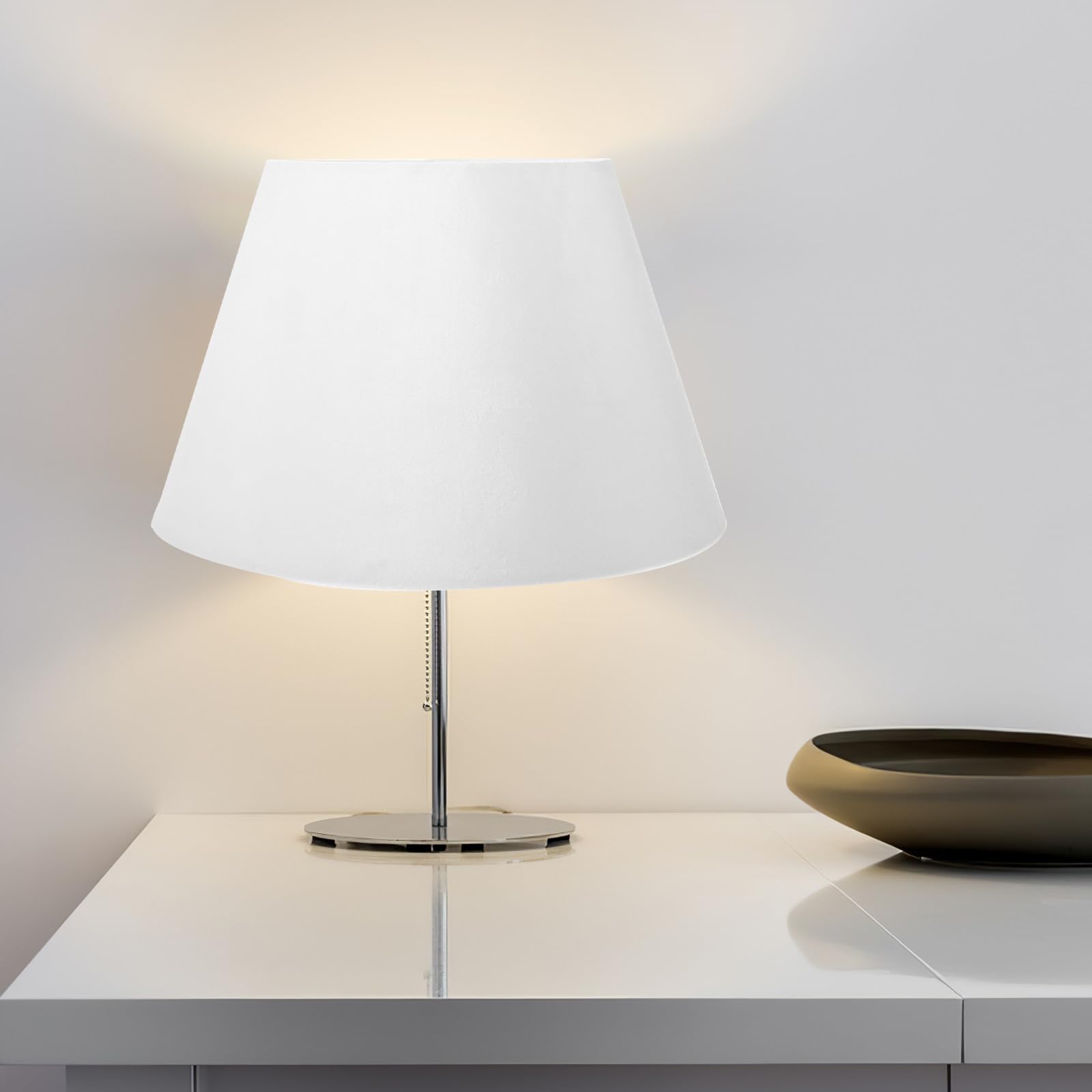 Pantalla de Lámpara para Escritorio y Salón Estilo Europeo, Material de Tela y Metal, Compatible E14 y E27, Resistente Acabado Delicado